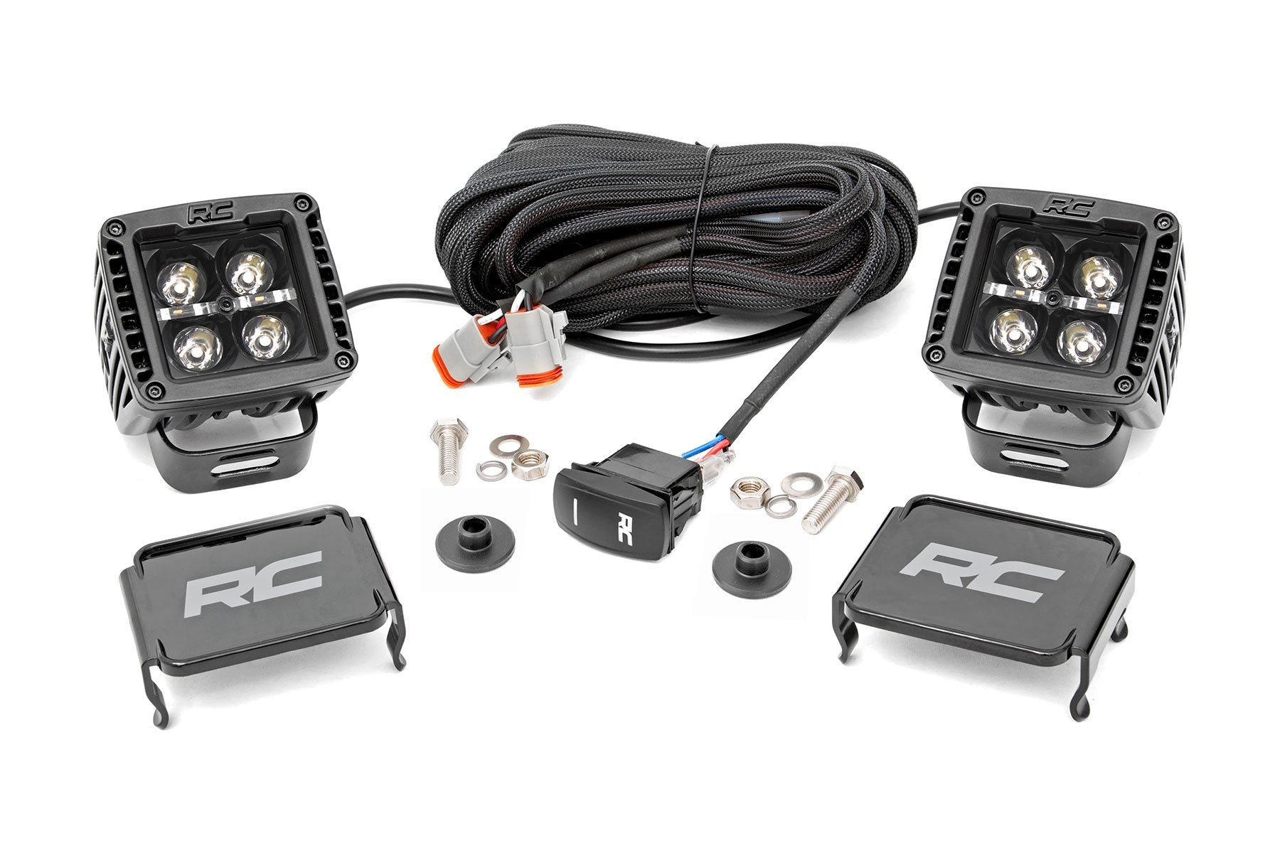 Rough Country LED Light Ditch Mount 2" Black Pair White DRL Ford Bronco 2021 71048