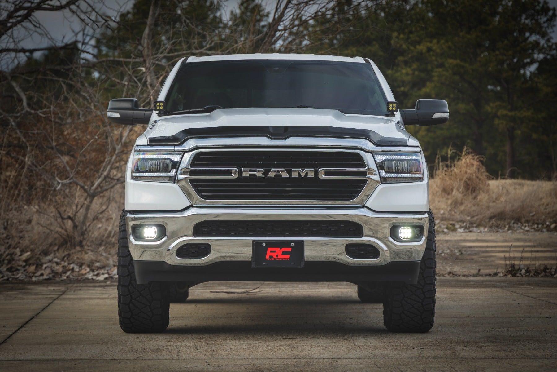 Rough Country LED Fog Light 3.5" Round Black Series Amber DRL for Ram 1500 19-24 30005