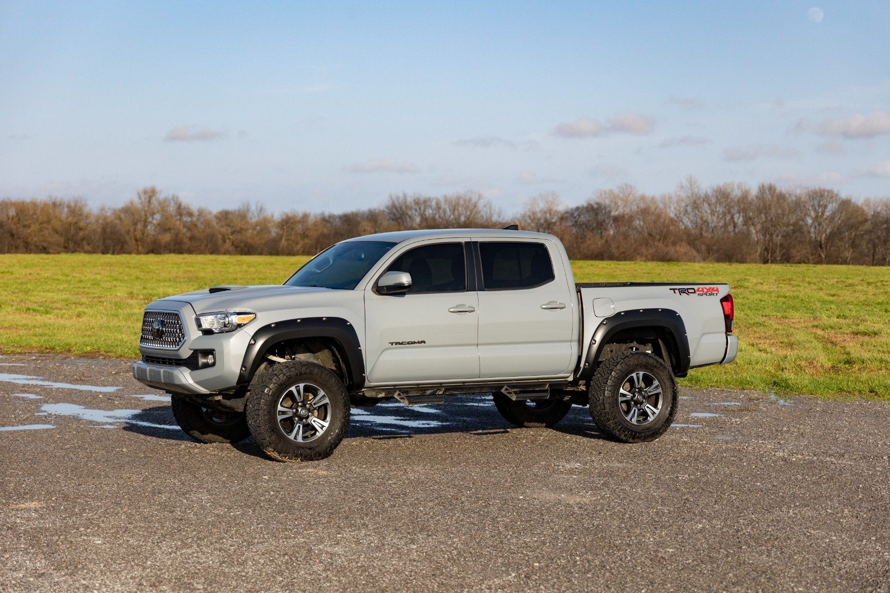 Rough Country Pocket Fender Flares | 1D6 Silver Sky Metallic | for Toyota Tacoma 2WD/4WD (16-23) F-T11621A-1D6