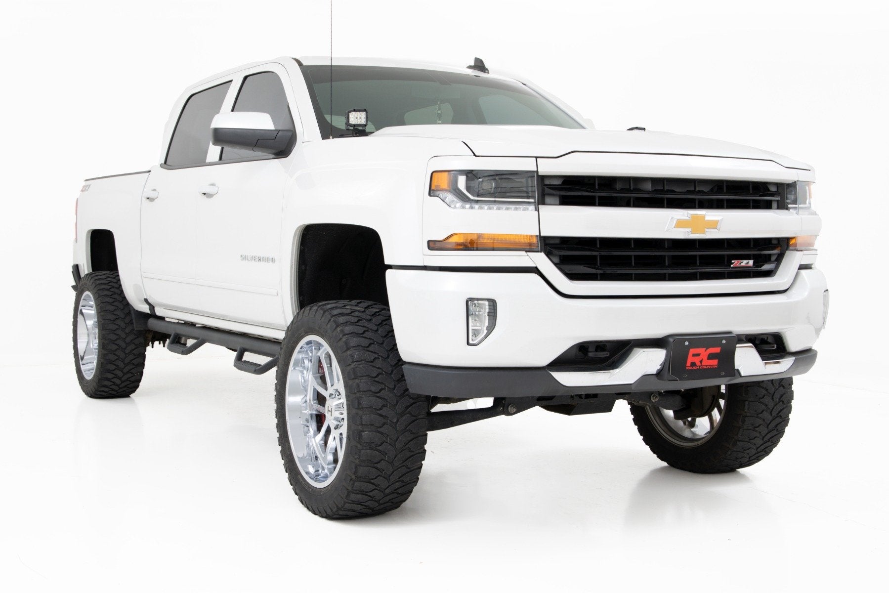 Rough Country LED Light Ditch Mount 2" Black Pair White DRL Chevy/GMC 1500 14-18 71054