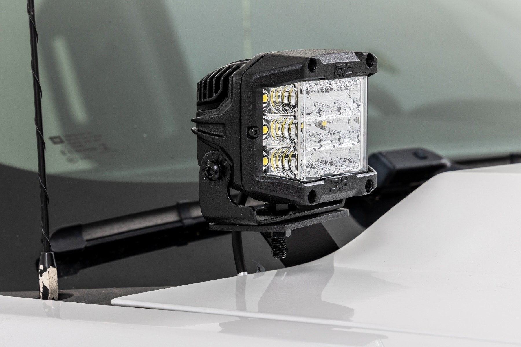Rough Country LED Light Ditch Mount 2" Black Pair White DRL Chevy/GMC 1500 14-18 71054