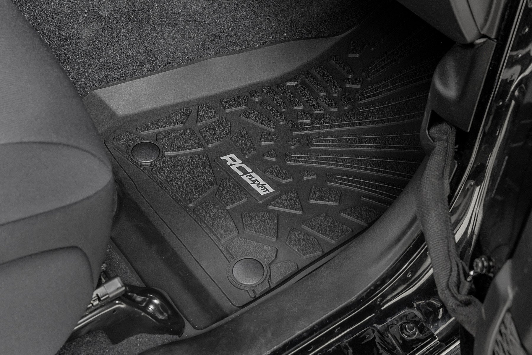 Rough Country Flex Fit Floor Mats | FR | 2 Door | for Jeep Wrangler JL 4WD (2018-2025) FF-6011_A