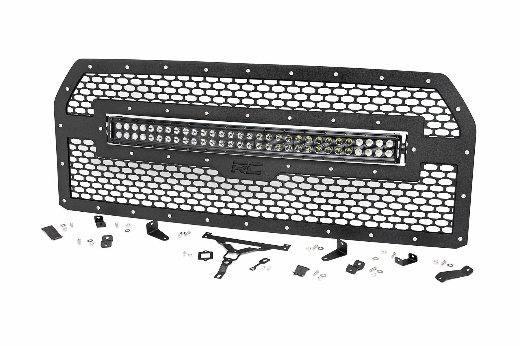 Rough Country Ford Mesh Grille 30" Dual Row Blk Series LED Cool 15-17 F-150 70193DRL