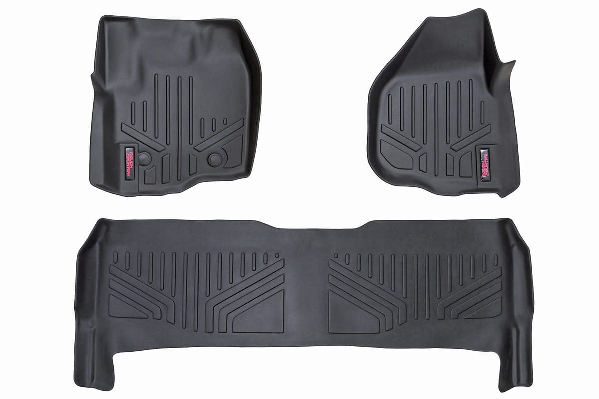 Rough Country HD Floor Mats [F/R]-12-16 for Ford Sup uty Crew Cab Raised Pedal M-51213