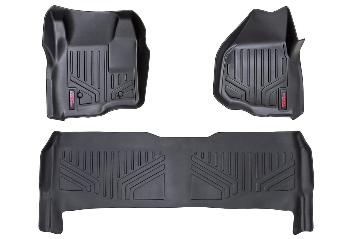 Rough Country HD Floor Mats F/R 11-16 for Ford Sup Duty Crew Cab Depressed Pedal M-51223