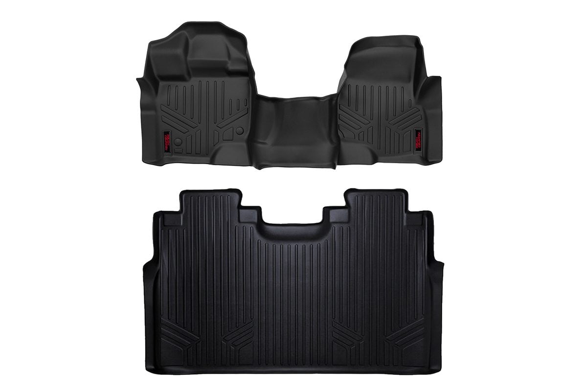 Rough Country Floor Mats | FR & RR | Over Hump | for Ford F-150 (15-25)/F-150 Lightning (22-25)/Raptor (17-25)