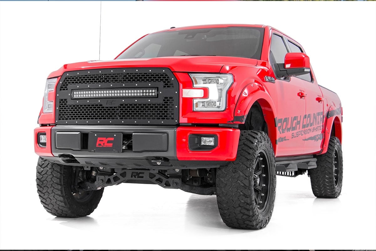 Rough Country Ford Mesh Grille 30" Dual Row Blk Series LED Cool 15-17 F-150 70193DRL