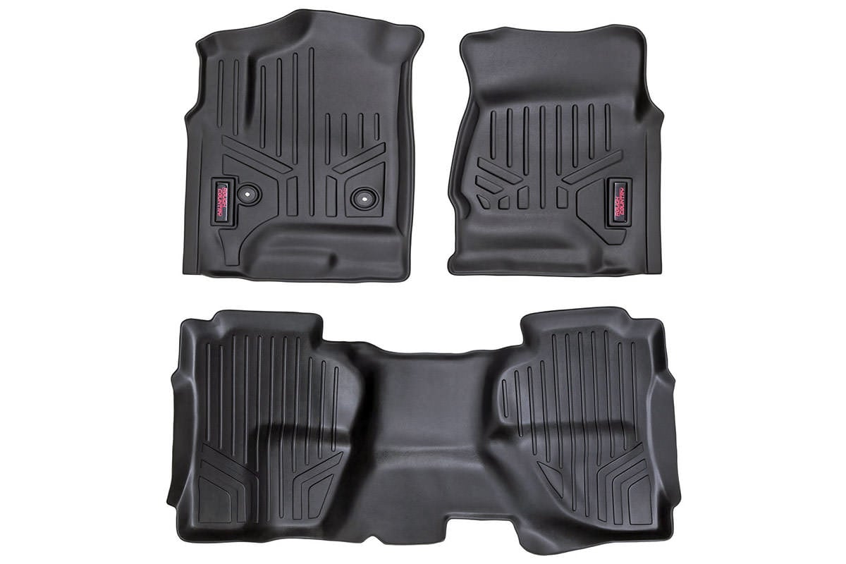 Rough Country HD Floor Mats [F/R]-14-19 Chevy Silverado/GMC Sierra Double Cab M-21412