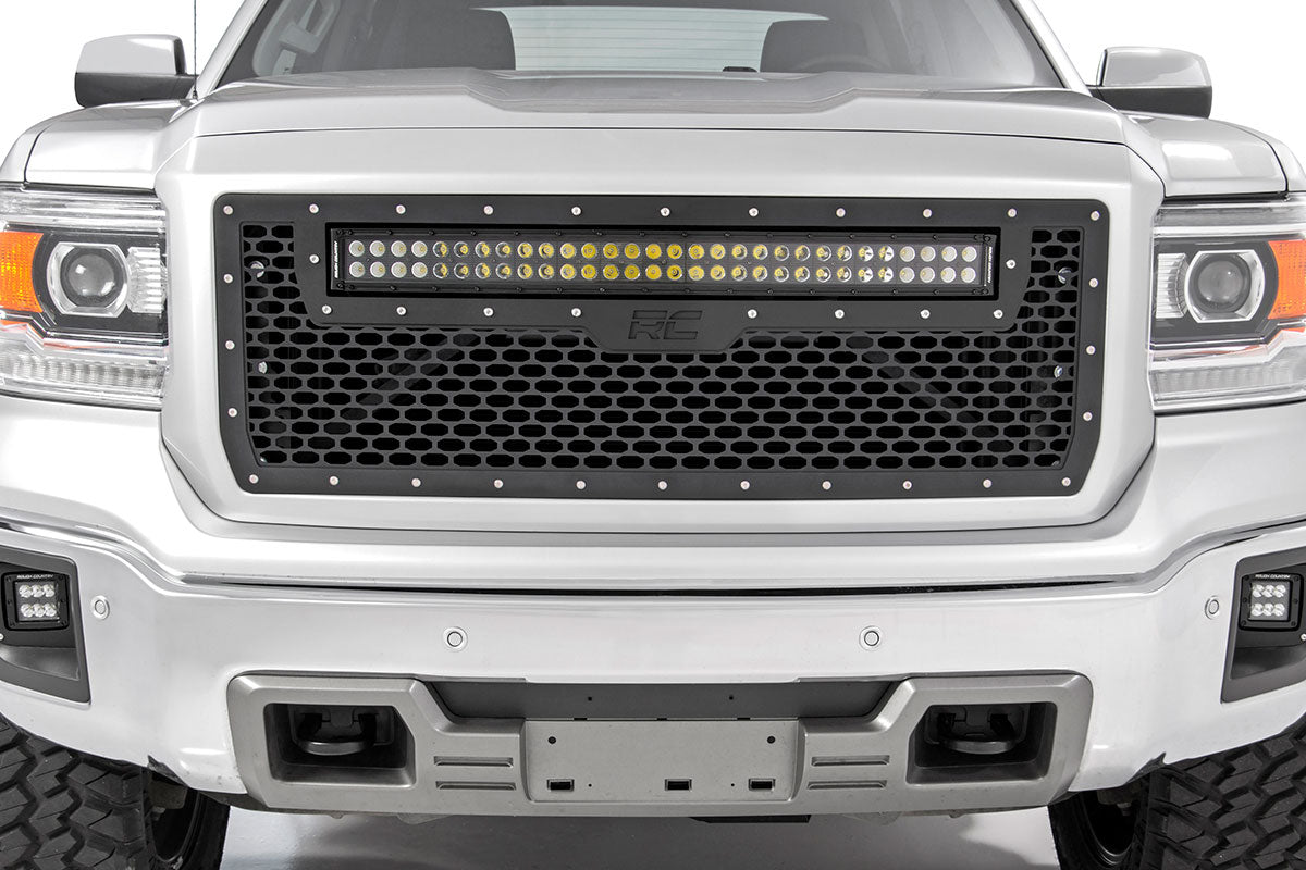Rough Country GMC Mesh Grille w/30in Dual Row Black Series LED 14-15 Sierra 1500 70190
