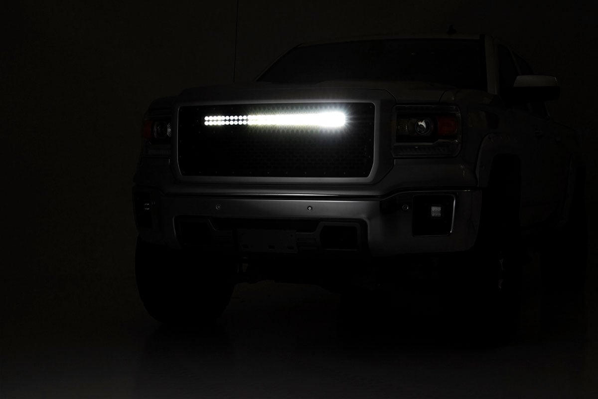 Rough Country GMC Mesh Grille 30" Dual Row BLK LED Amber DRL 14-15 Sierra 1500 70190BDA