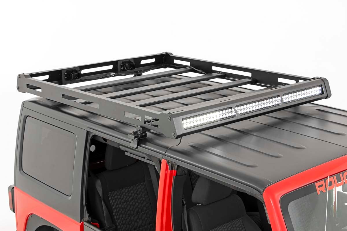 Rough Country Jeep Roof Rack System w/Black-Series LED Lights 07-18 JK 10615