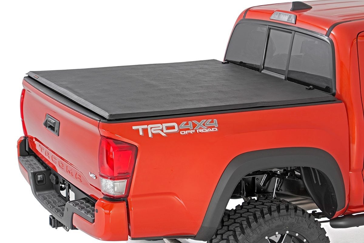 Rough Country Soft Tri-Fold Bed Cover | 5' Bed | Dbl Cab | for Toyota Tacoma 2WD/4WD (16-26)
