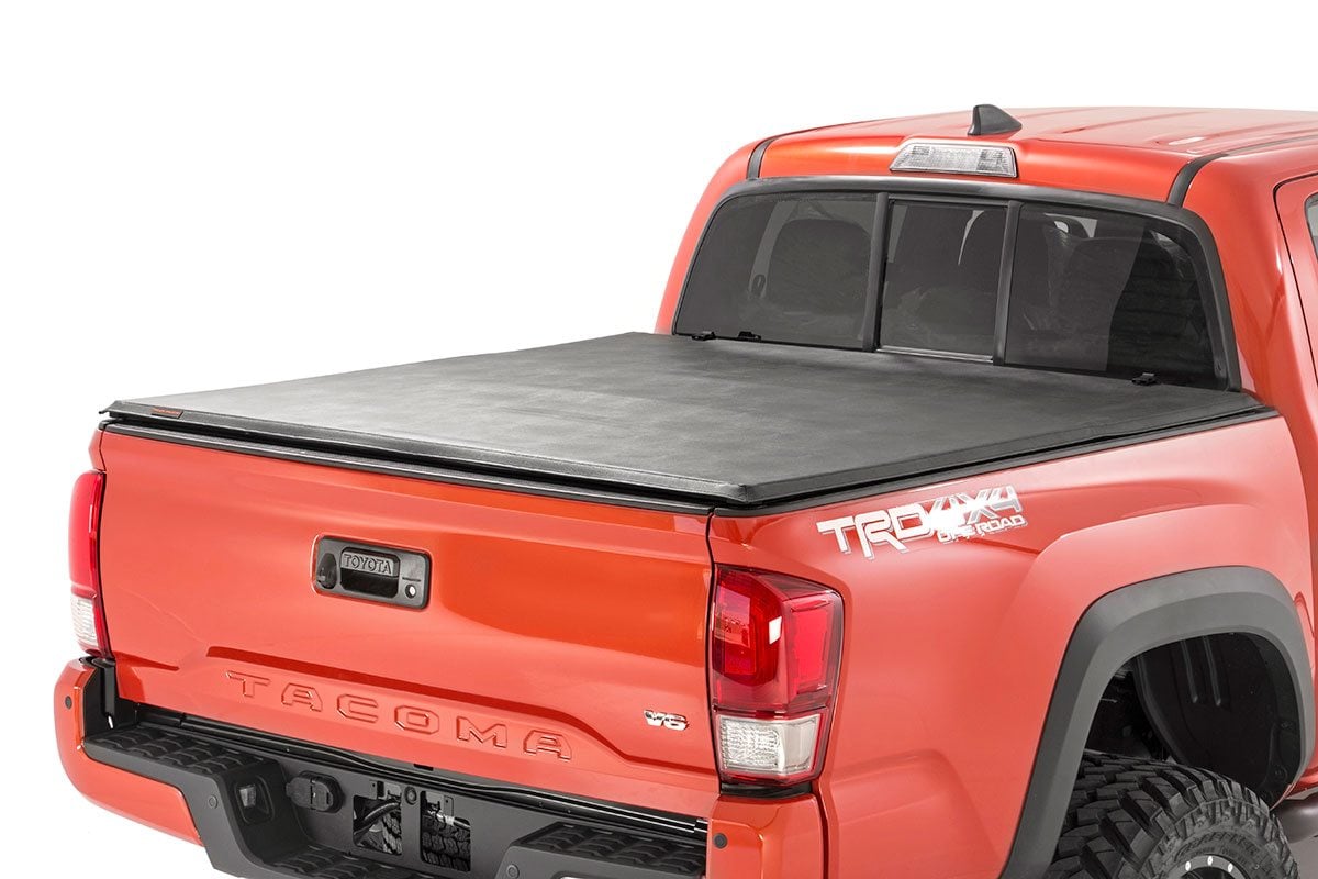 Rough Country Soft Tri-Fold Bed Cover | 5' Bed | Dbl Cab | for Toyota Tacoma 2WD/4WD (16-26)