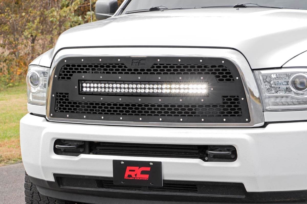 Rough Country Dodge Mesh Grille w/30in Dual Row Black Series LED 13-18 RAM F 70152