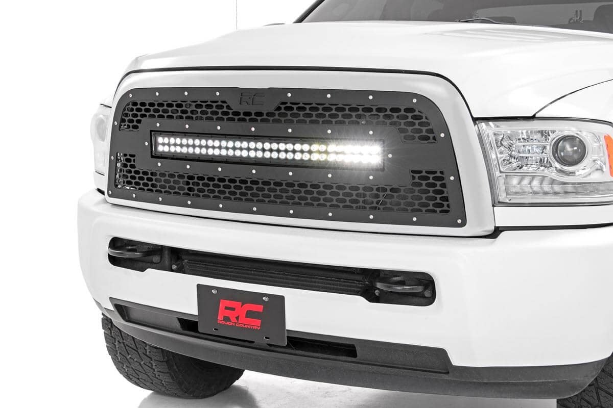 Rough Country Dodge Mesh Grille w/30in Dual Row Black Series LED 13-18 RAM F 70152