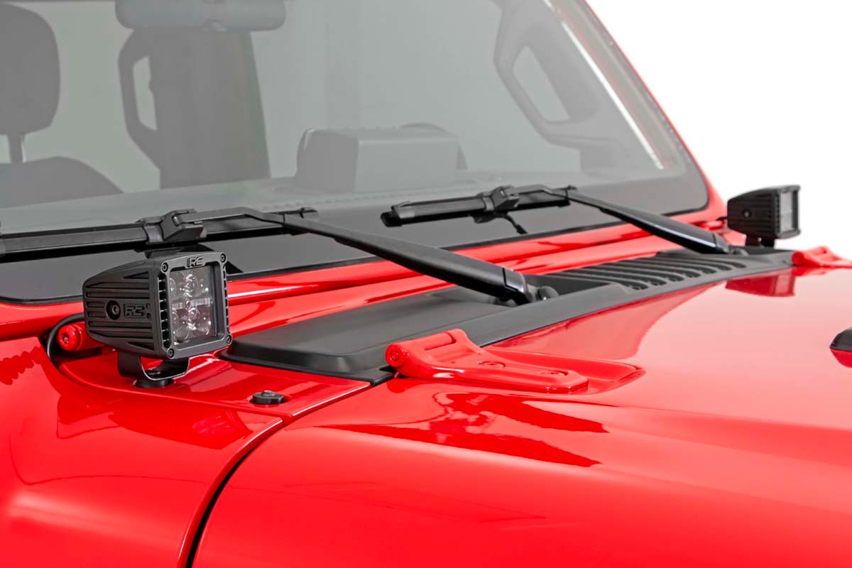 Rough Country 2" LED Cube Easy-Mount BLK AMB DRL 18+ Wrangler JL/Gladiator 70060