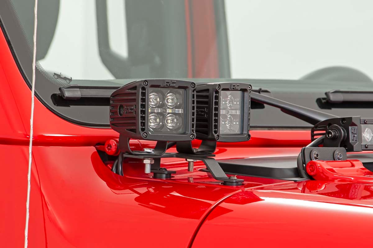 Rough Country Quad LED Light Pod Kit-BLK Amber DRL fits 18-23JL/20 Gladiator 70823