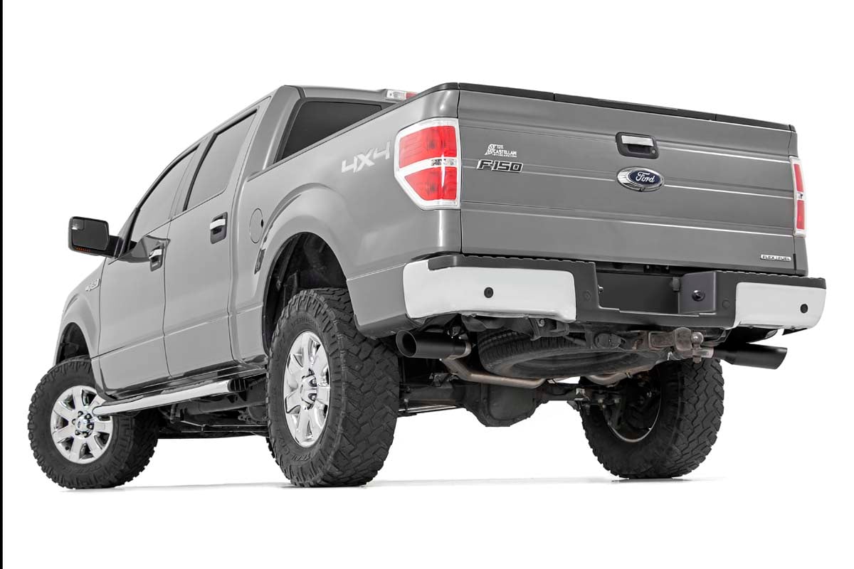 Rough Country Dual Cat-Back Exhaust System BLK Tips 09-14 F150 V8 96010