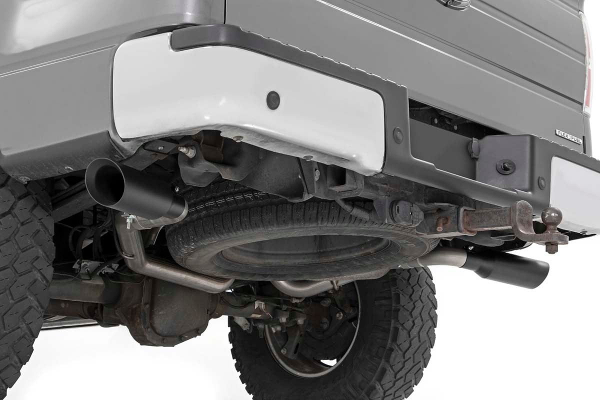 Rough Country Dual Cat-Back Exhaust System BLK Tips 09-14 F150 V8 96010
