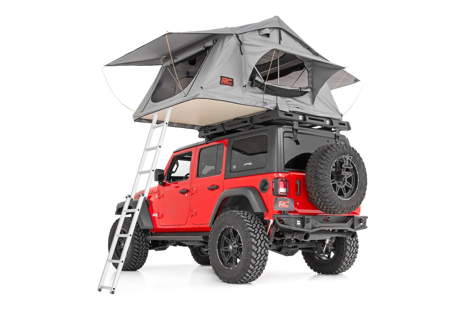 Rough Country Roof Top Tent Rack Mount w/12v, Ladder Extension & LED Light Kit 99049