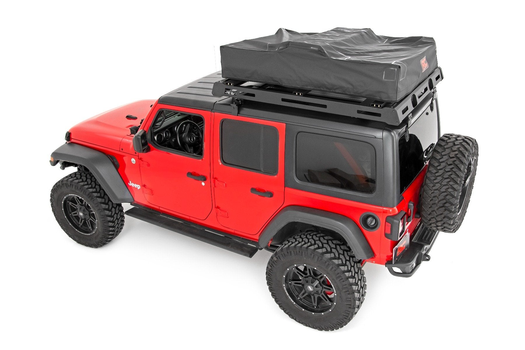 Rough Country Roof Top Tent Rack Mount w/12v, Ladder Extension & LED Light Kit 99049