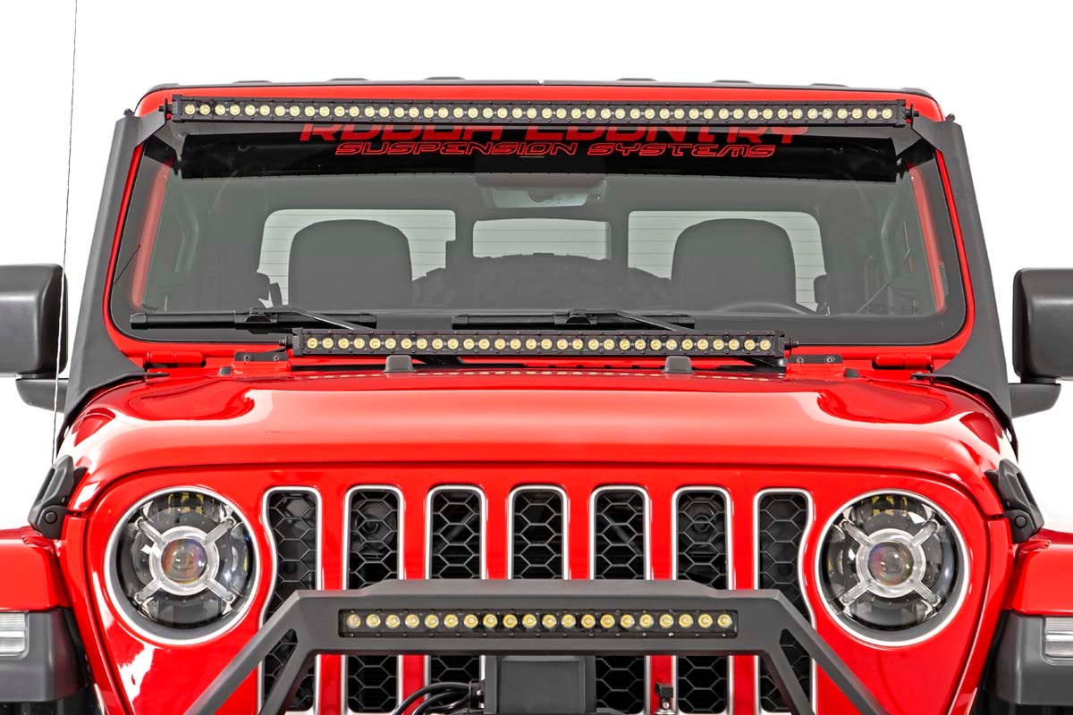 Rough Country Jeep 50" LED Light Bar Kit Blk Series Gladiator JT Wrangler JL 70069