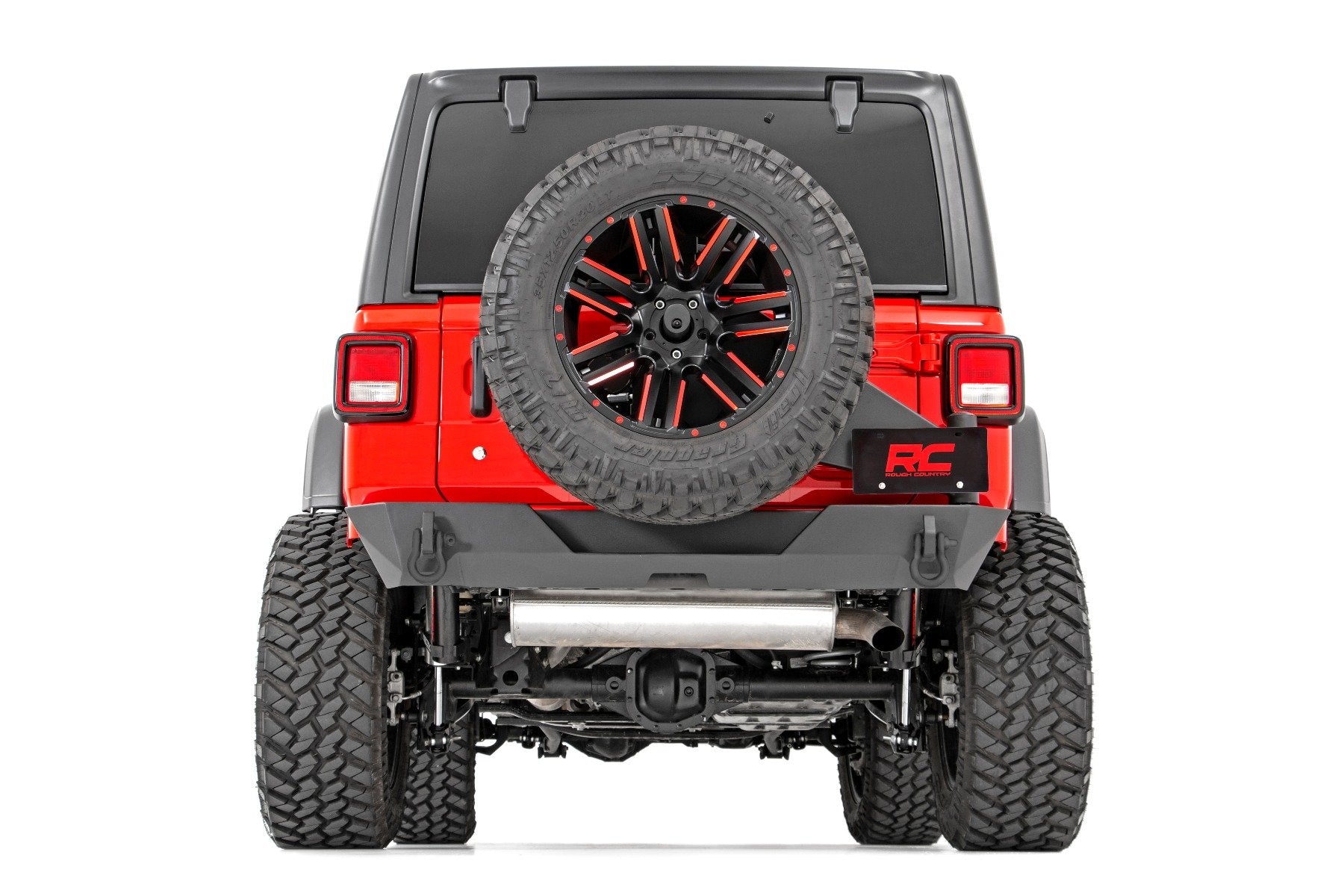 Rough Country Jeep Rear Trail Bumper w/Tire Carrier 18-20 Wrangler JL 10598