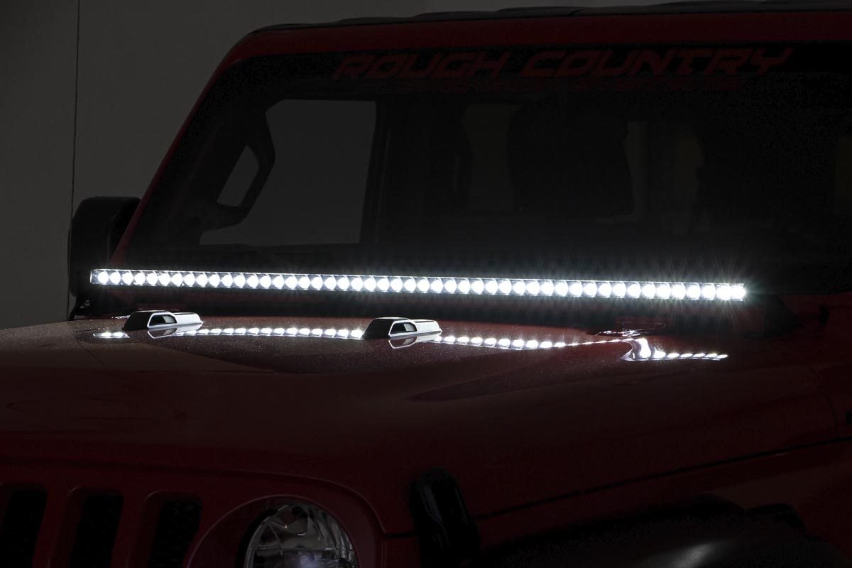 Rough Country 50" LED Hood Kit 18-23Wrangler JL, 20 Gladiator JT BLK-Ser 70057