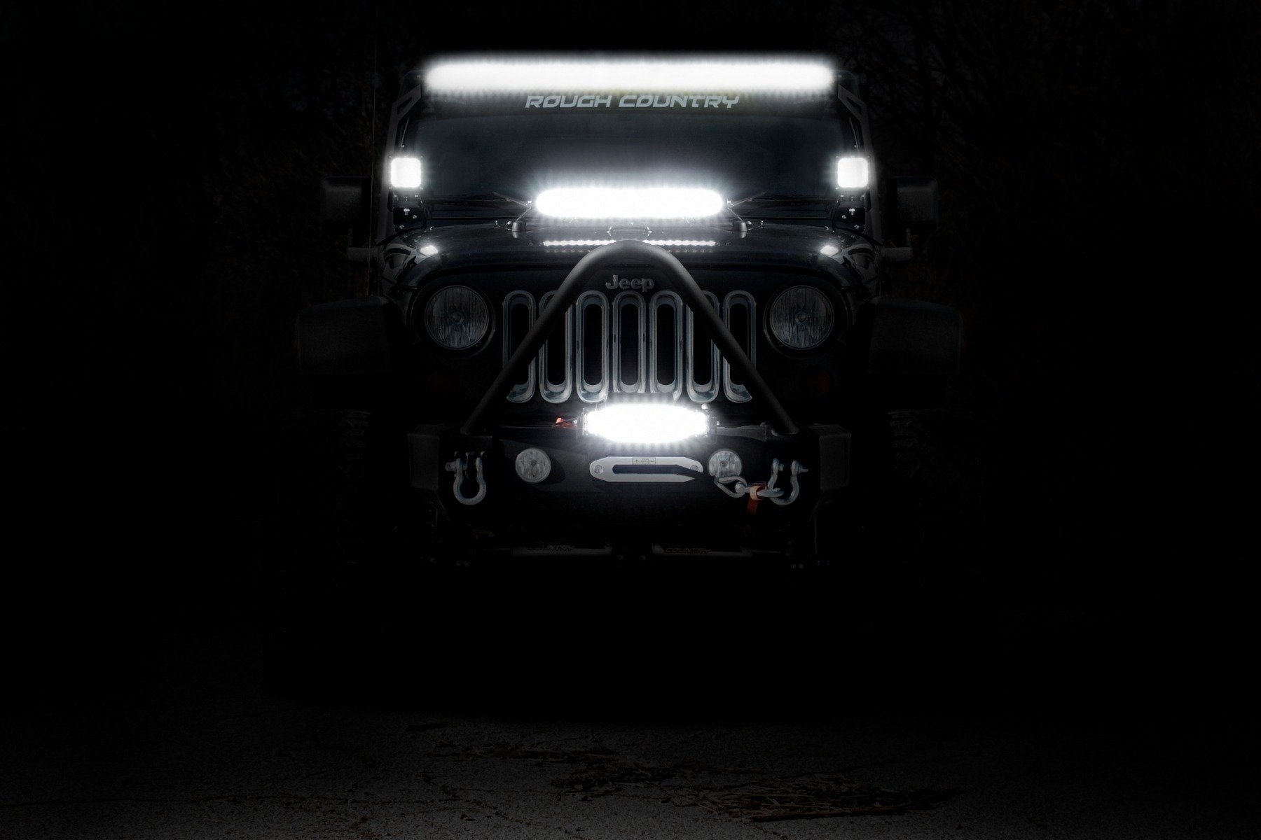 Rough Country 50-inch Cree LED Light Bar-Dual Row Black Series w/ Amber DRL 70950BDA