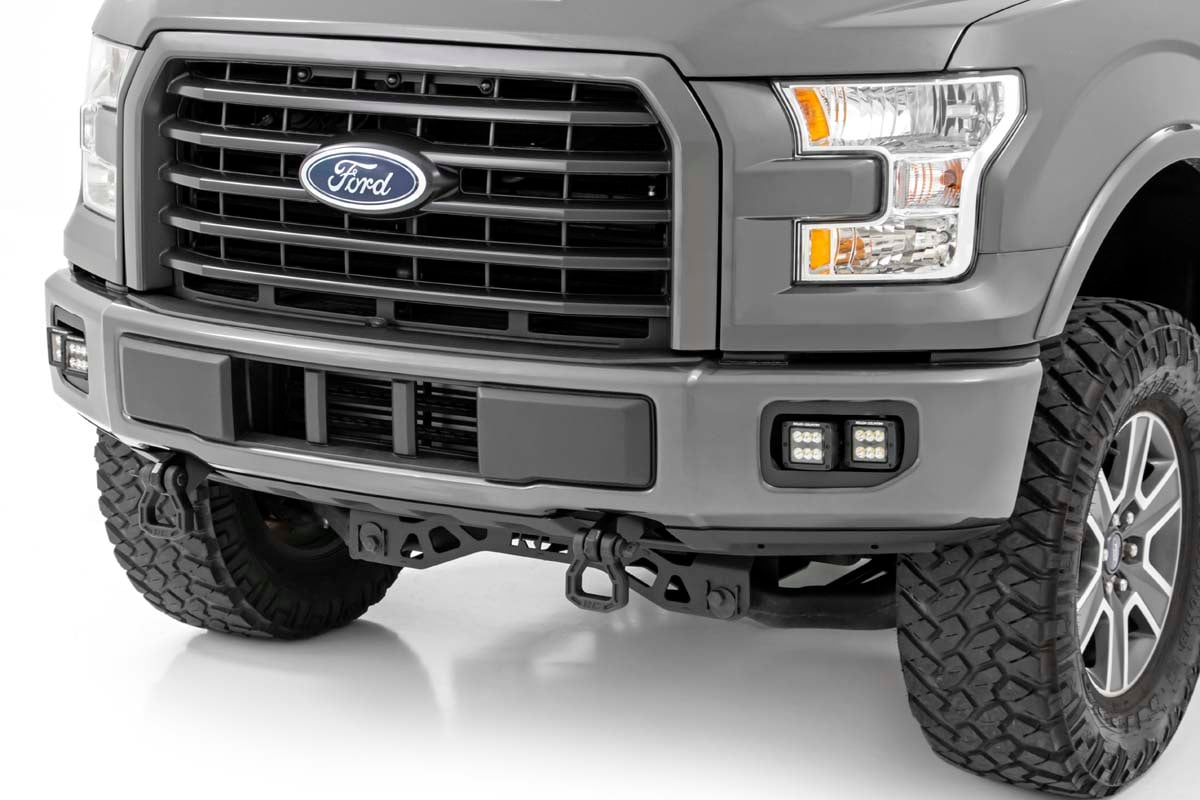 LED Fog Mount Dual 2" Black Pairs Spot/Flood Ford F-150 15-17