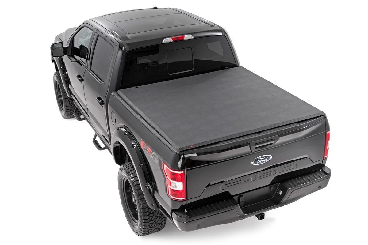 Rough Country Soft Tri-Fold Bed Cover 6'7" Bed for Ford F150 15-20/Raptor 17-20 41515650A