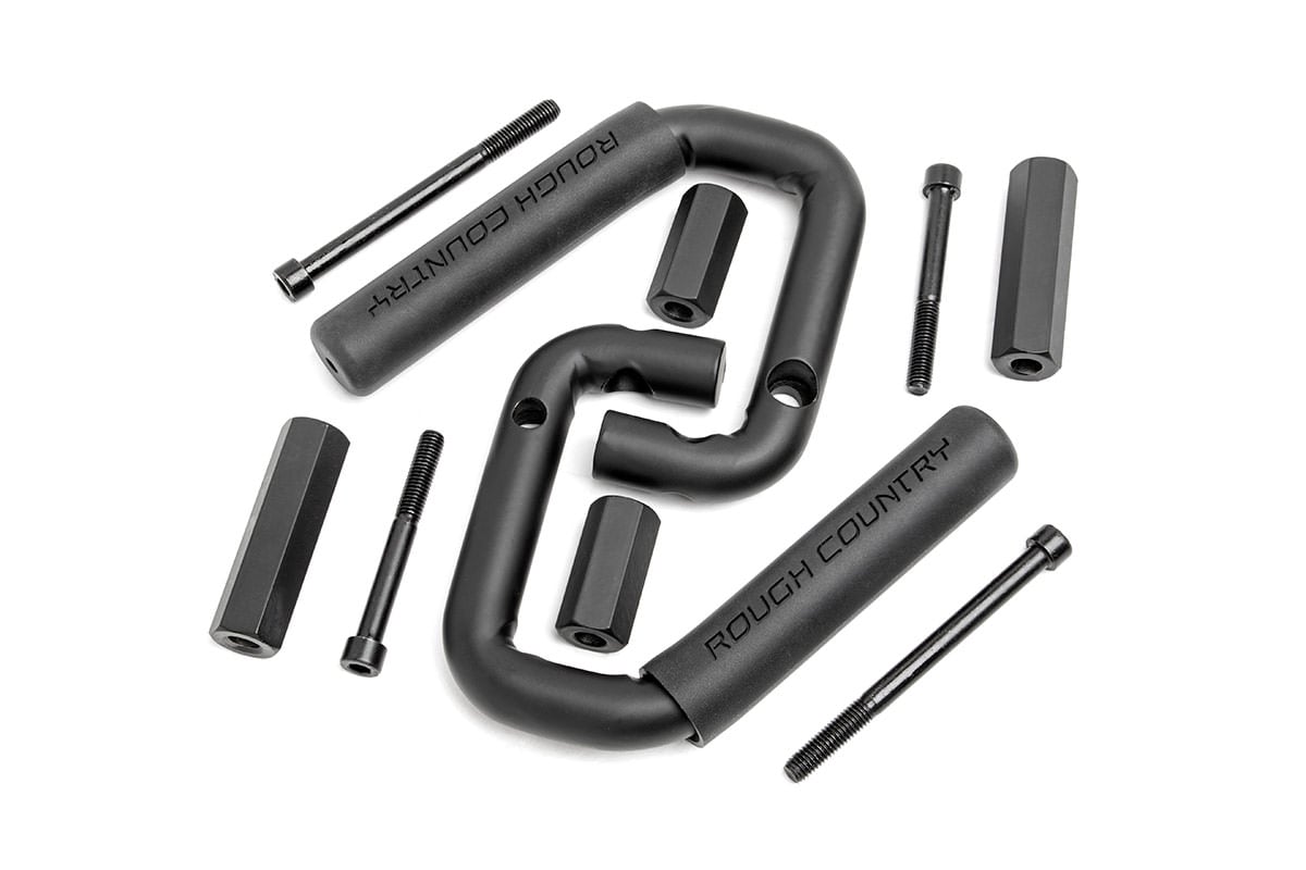 Rough Country Jeep Front Solid Steel Grab Handles 07-18 Wrangler JK Black 6501