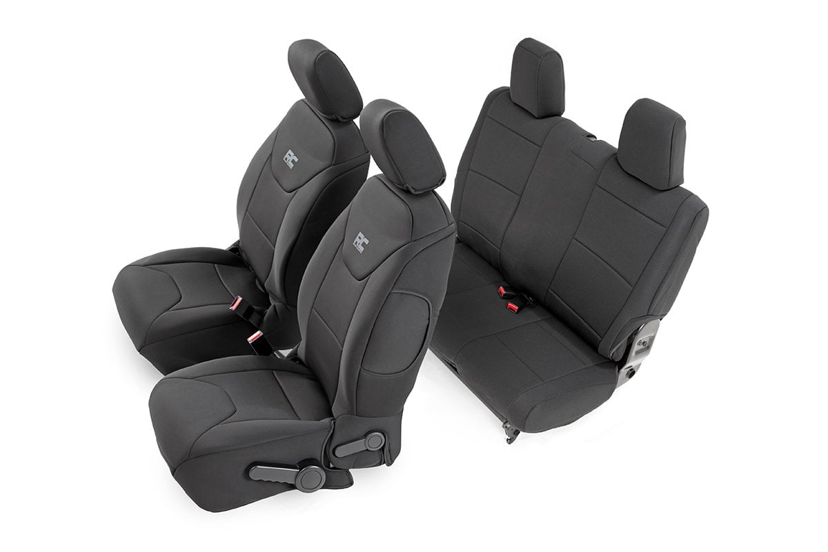 Rough Country Neoprene Seat Cover Set Black 11-12 Wrangler JK 2 Door 91006
