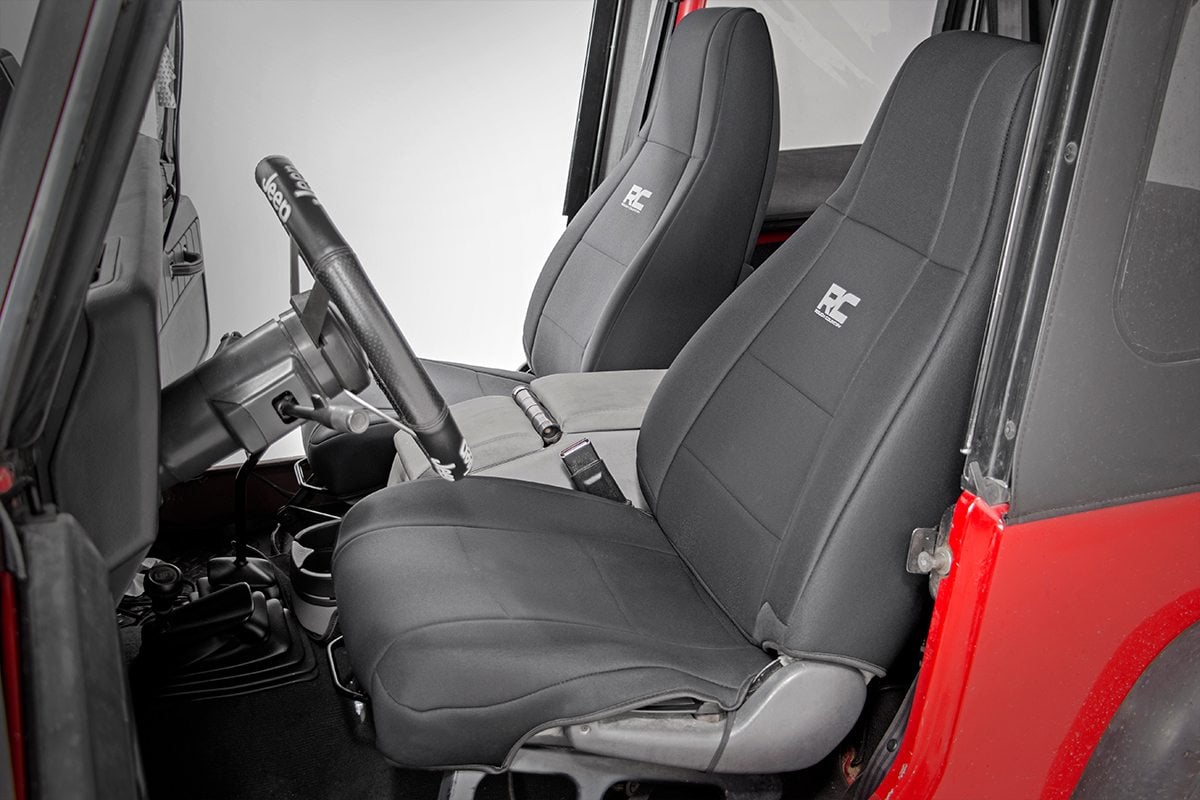 Rough Country Jeep Neoprene Seat Cover Set Black 87-90 Wrangler YJ 91008