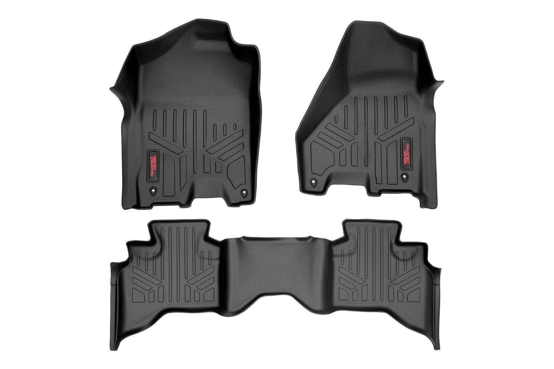 Rough Country HD Floor Mats [F/R]-12-18 Dodge for RAM 1500 Quad Cab Full Console M-31212