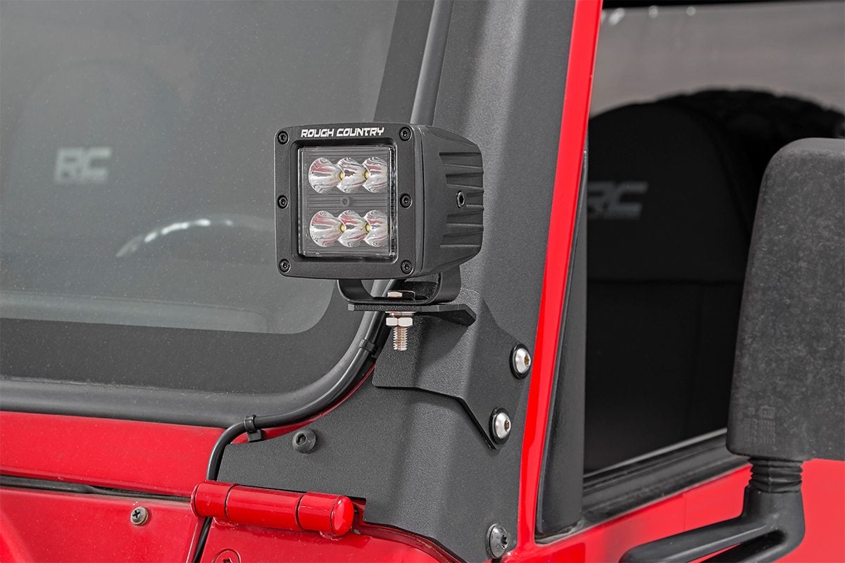 Rough Country Lower A-Pillar Light Mounts Jeep Wrangler TJ 97-06 (NO Lights) 70046