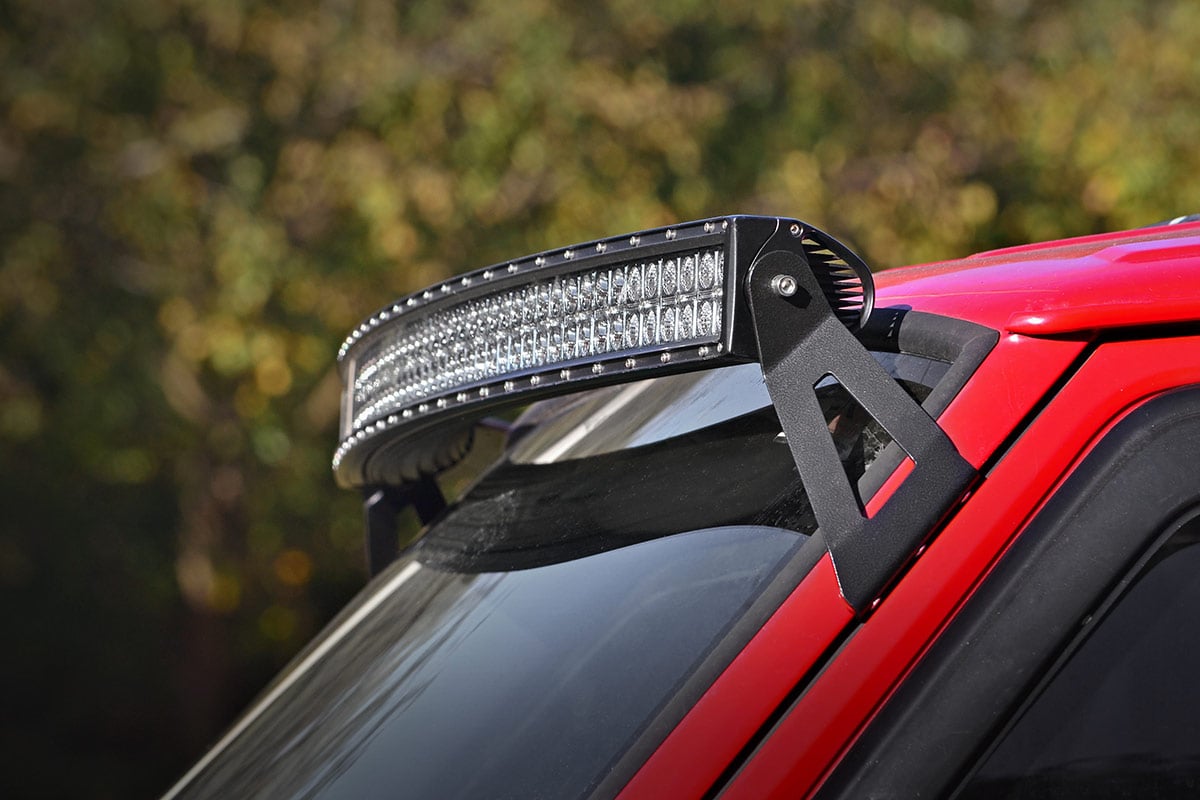 Rough Country Jeep XJ Cherokee 50" Single Row Black Curved LED Light Bar Kit 70075