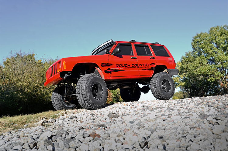Rough Country Jeep XJ Cherokee 50" Single Row Black Curved LED Light Bar Kit 70075