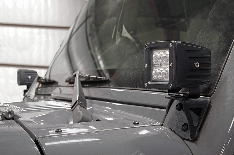 Rough Country Lower Windshield Light Mounts Wrangler JK 07-18 (NO Lights) 70044