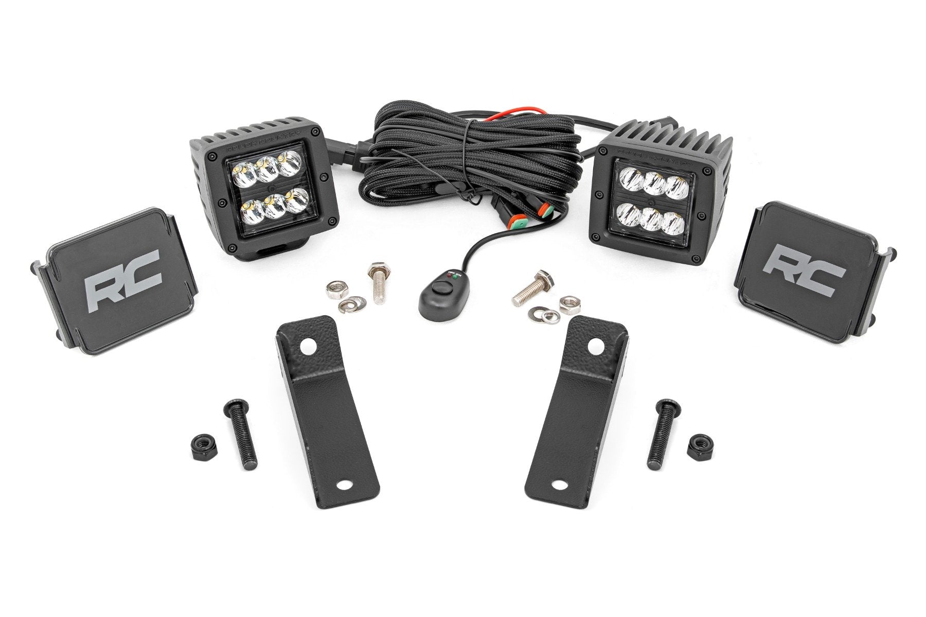 Rough Country LED Light Rear Mount 2" Black Pair Flood Can-Am Maverick Sport 97082