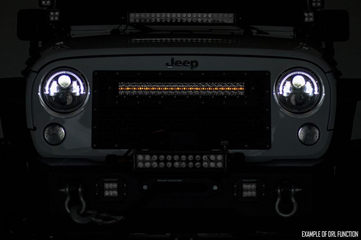 Rough Country Black Series LED Light Bar Amber DRL 20" Single Row 70720BLDRLA