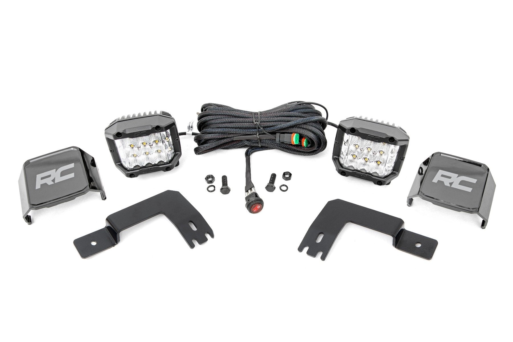 Rough Country LED Light Under Bed Mount 2" Chrome Pair Wide Angle for Polaris Xpedition ADV-5 93190