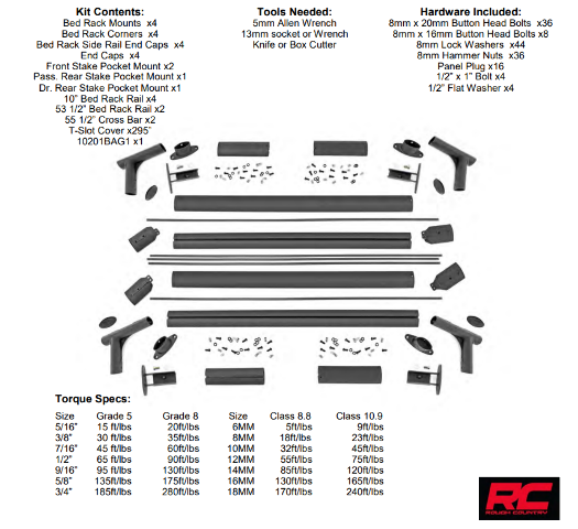 Rough Country Bed Rack Half Rack Aluminum Chevy Silverado 1500 2019-2026 10204