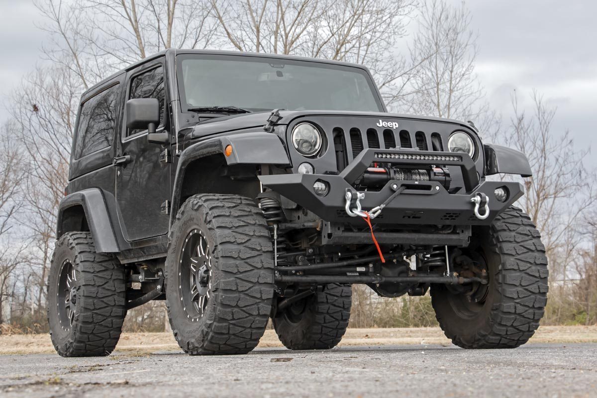 Rough Country Jeep Full Width Front LED Winch HD Bumper JK, JL, Gladiator JT 10596