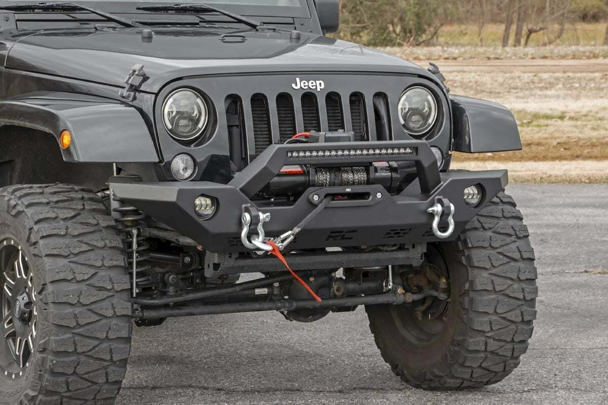 Rough Country Jeep Full Width Front LED Winch HD Bumper JK, JL, Gladiator JT 10596