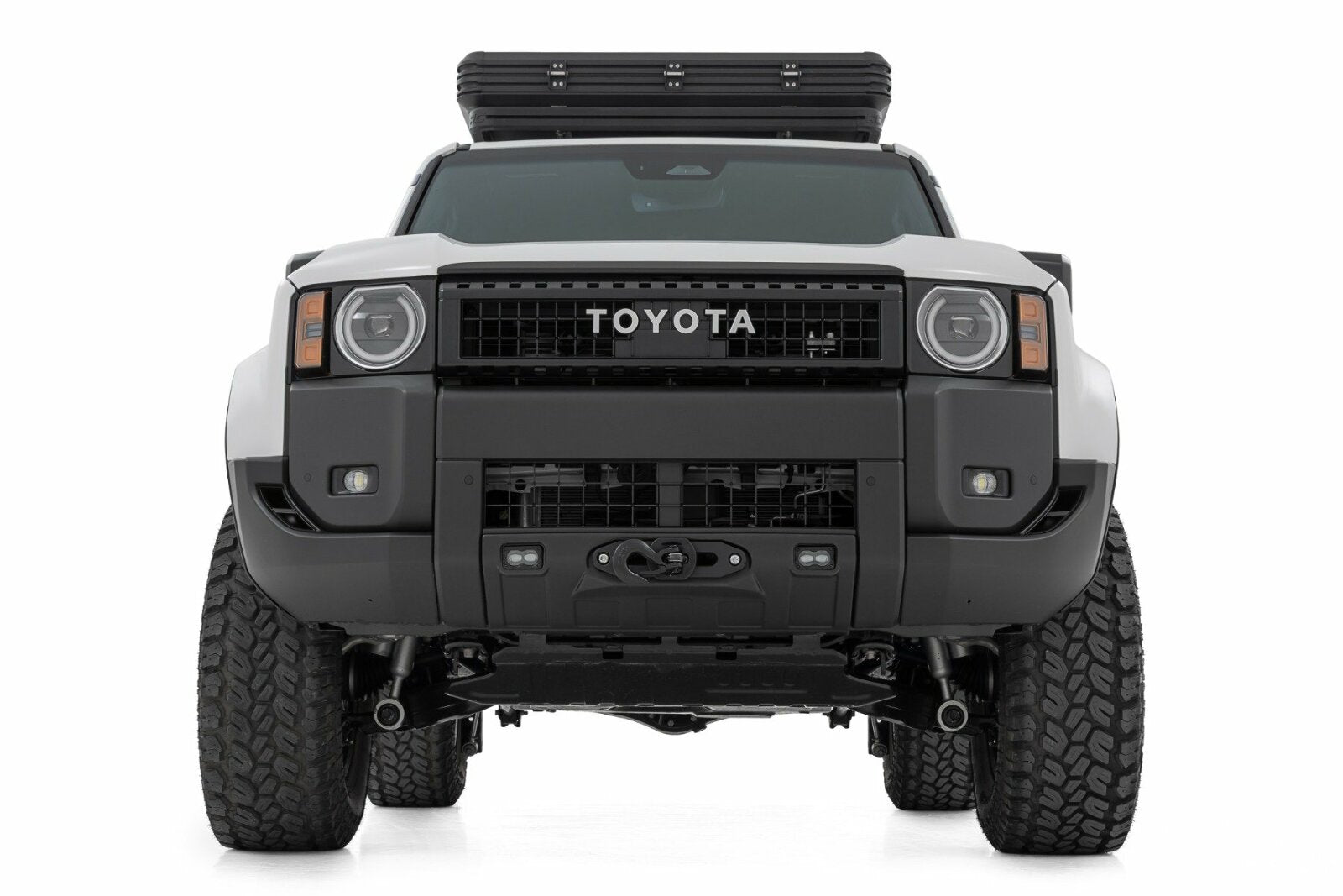 Rough Country Hidden Winch Mount White SAE Fog for Toyota Land Cruiser 4wd 24-25