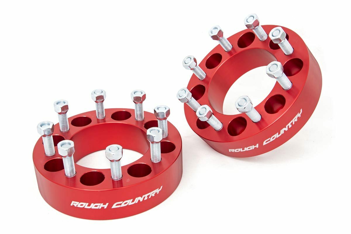 Rough Country 2 Inch Wheel Spacers 8x6.5 Red Chevy/GMC/Ram 3/4 ton - 1095RED