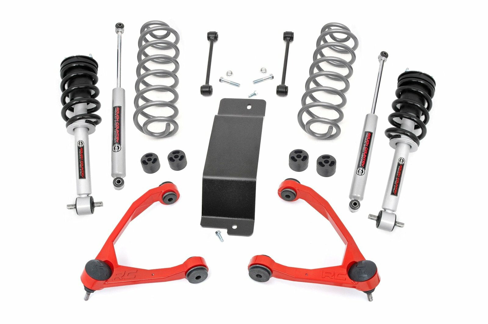 Rough Country 3.5" Lift Kit N3 Struts Forged UCAs RED Chevy/GMC SUV 1500 07-20 -1