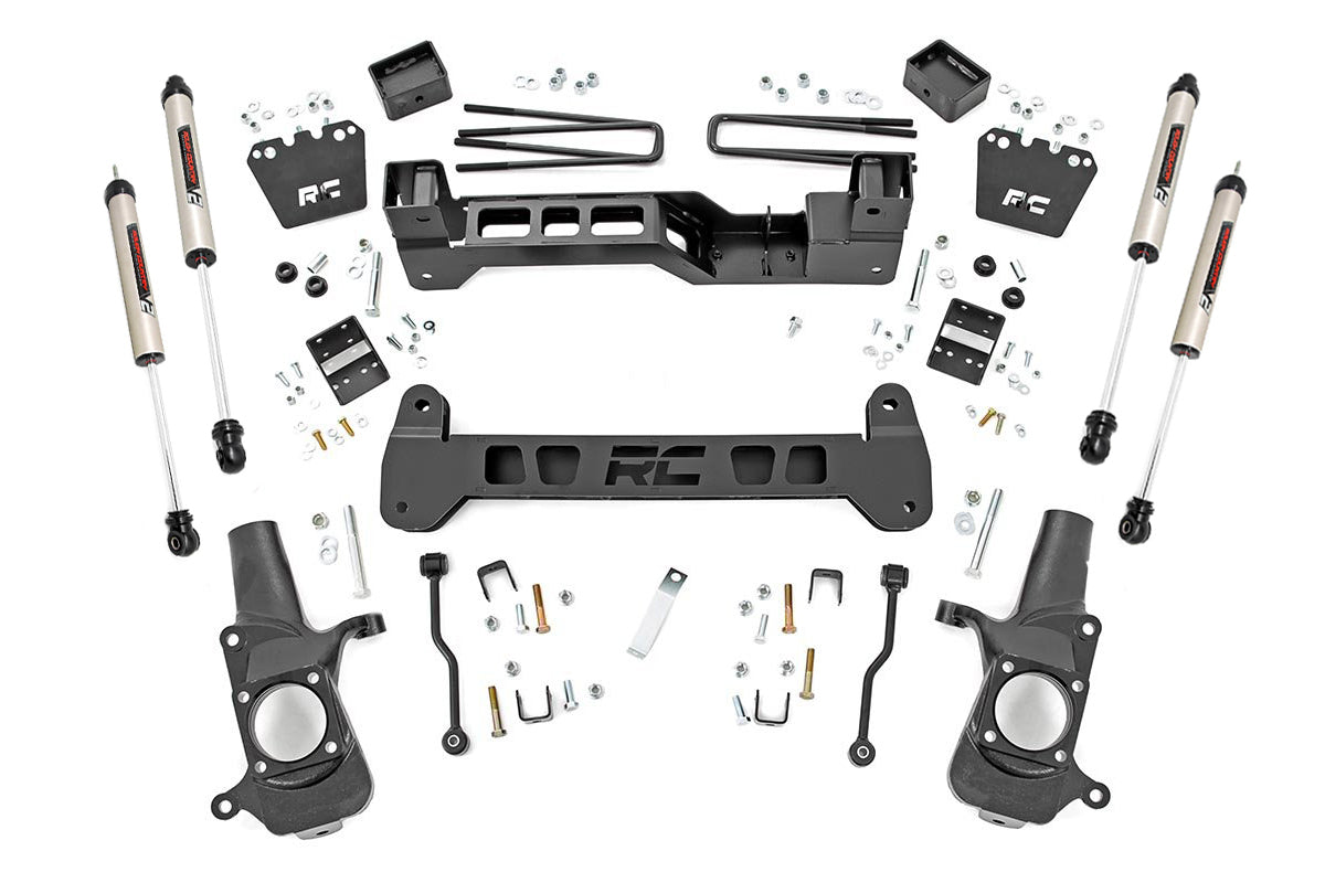 Rough Country 6in GM Suspension Lift Kit w/ V2 Shocks (01-10 2500HD / 3500HD) -1