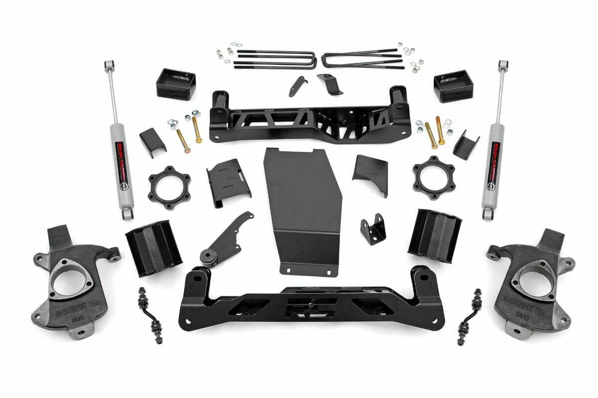 Rough Country 5in GM Lift Kit w/N3 14-18 1500 PU 4WD Aluminum/Stamped Steel -1